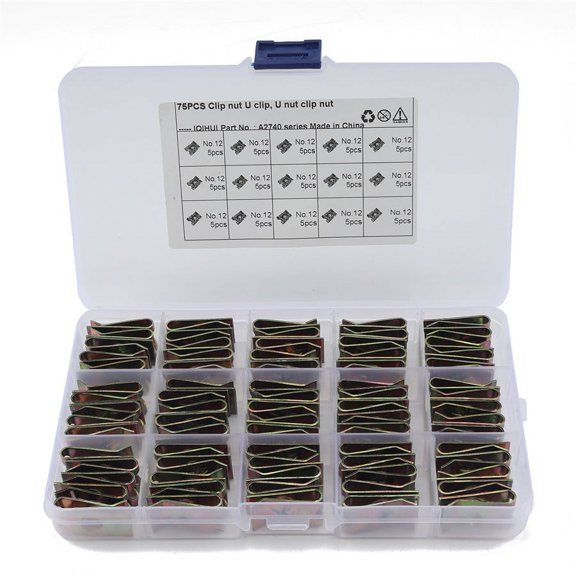 Phyun 75PCS Universal Speed Fasteners Screw Size No.12 U Clips Spire Auto Captive Nut Clip Motorcycle Car