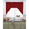 thumbnail image 2 of Red Floral Kitchen Swag Valances for Windows, Country Farmhouse Abstract Flowers Pattern Swag Valances Curtains for Living Room, Rod Pocket Window Treatments for Bathroom, Bedroom, Cafe, 56"x36", 2 of 6