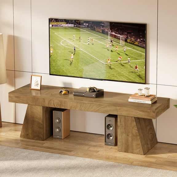 Finmind 63" TV Stand for TVs up to 75", Farmhouse Entertainment Center Television Stands with Sturdy Base