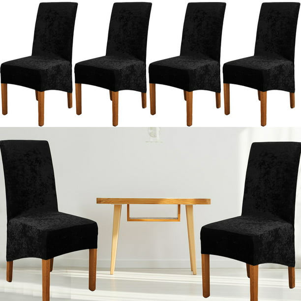 Velvet Plush Xl Dining Chair Covers, Black Velvet Dining Room Chair Covers Set Of 4