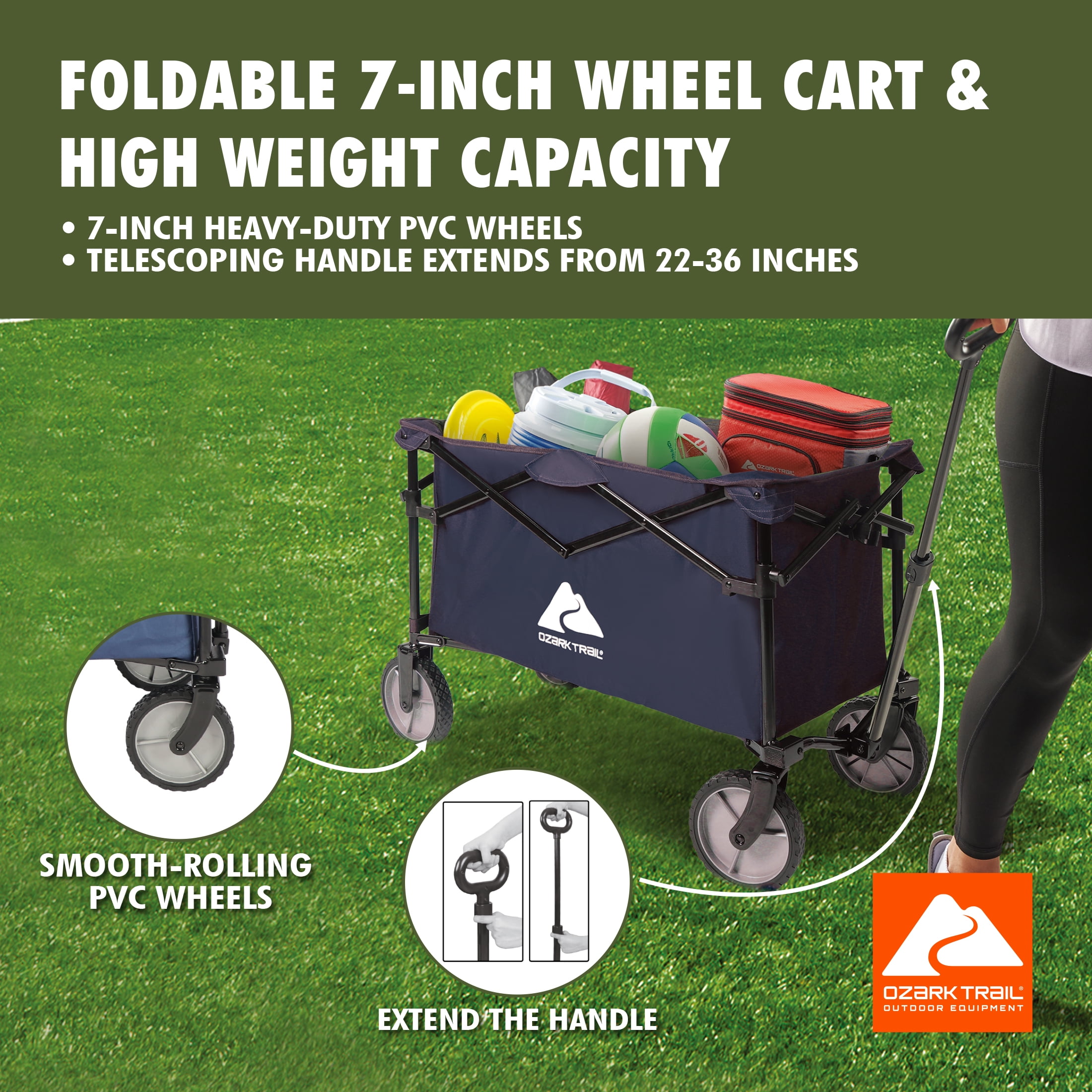 Ozark Trail Multi-Purpose Big Bucket Cart, Navy Wagon