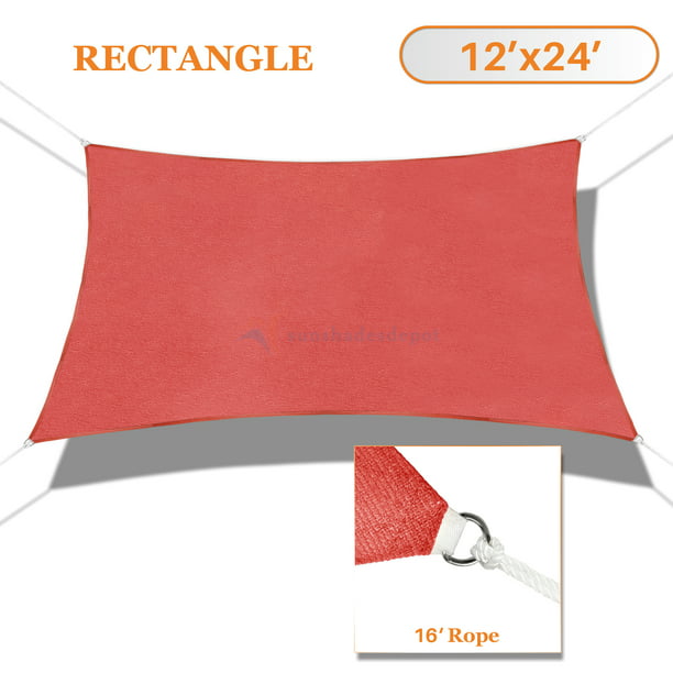 Sunshades Depot 12' x 24' Sun Shade Sail Rectangle Permeable Canopy Red  Custom Size Available Commercial Standard - Walmart.com