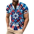 thumbnail image 2 of T-shirts for Men Plus Size under $5 Short Sleeve Independence Day Printing Button Round-Neck Casual Blouses ^Multicolor L, 2 of 5
