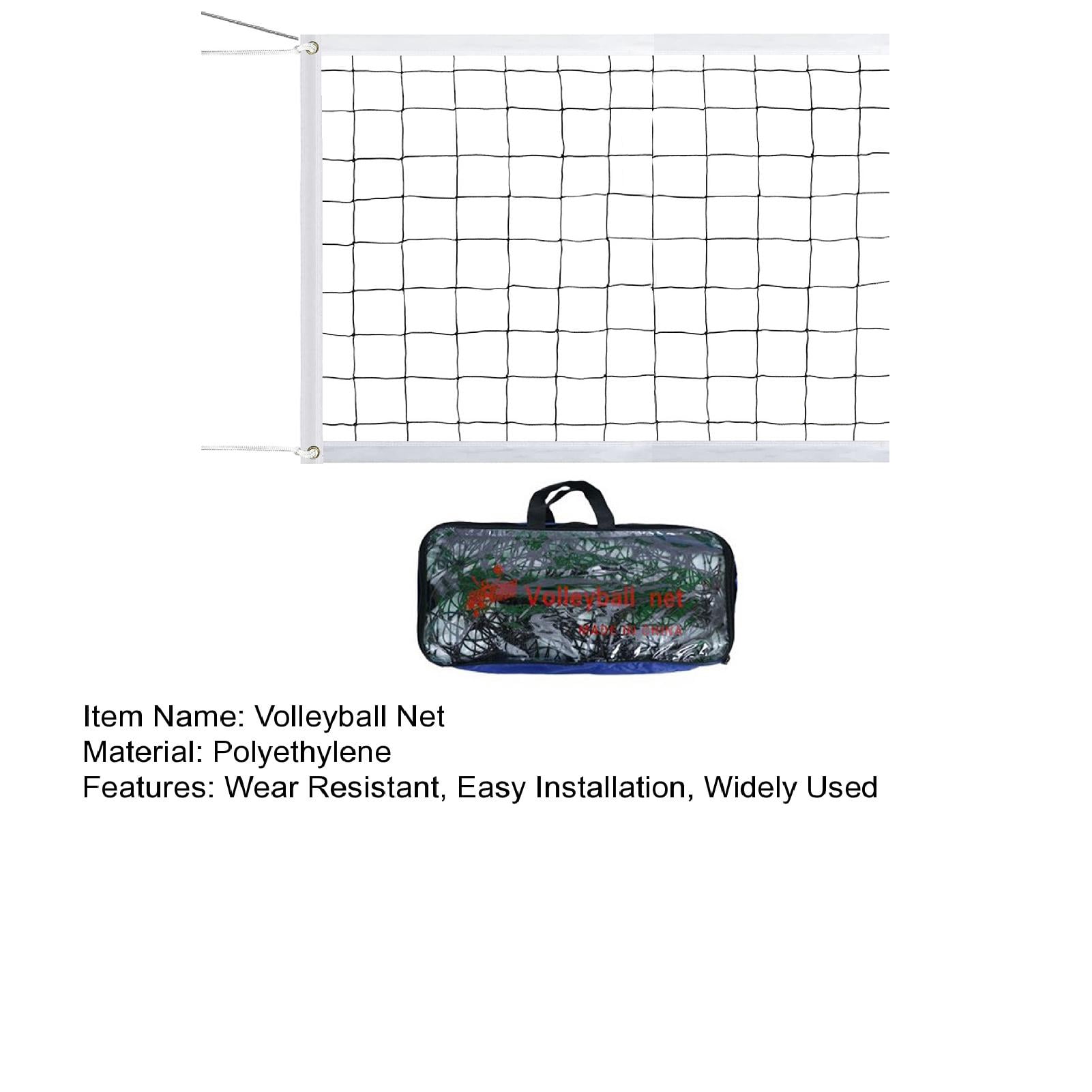 Opolski Outdoor Volleyball Net with Storage Bag Wear Resistant Simple Installation Professional Badminton Ball Sports Net Replacement Black White