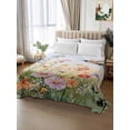 thumbnail image 2 of Spring Floral Full Size Flat Sheet, Wrinkleproof & Fadeproof Cooling Flat Bed Sheet Only, Hummingbird Summer Botanical Watercolor Breathable Soft Bedding Top Sheets 81 x 96 Inches, 2 of 8