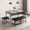 Grey, variant on Dining Table Set for 4 with Storage Shelves, Kitchen Table Set with Upholstered Bench and Square Stools, Metal and Wood Dining Room Table Set for Small Space, Apartment,Restaurant,Kitchen