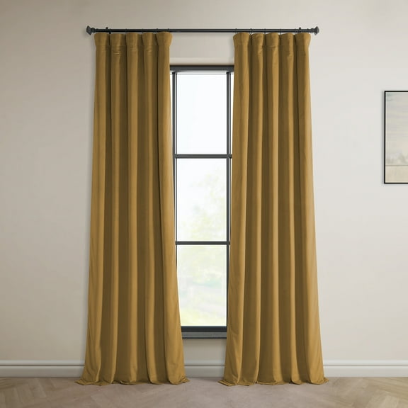 Half Price Drapes Retro Gold Heritage Plush Velvet Room Darkening Curtains (1 Panel), 50W X 120L