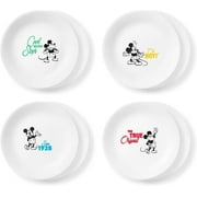 Corelle Vitrelle 8-Piece Salad Plate Set, Triple Layer Glass and Chip Resistant, Lightweight Round Plates and Bowls Set, Disney's Mickey Mouse - The True Original