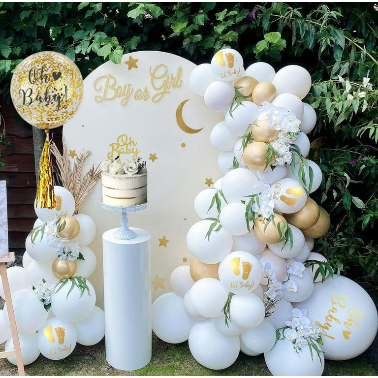 White & Gold Theme Baby Shower Decoration - Decor Spree