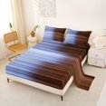 thumbnail image 2 of Castle Fairy Mid Century Horizontal Stripe Bed Sheets 4-Piece,Retro Thin Line Full Size Sheets,Periwinkle Coffee Rust,1 Flat Sheet, 1 Fitted Sheet and 2 Pillowcases, 2 of 7