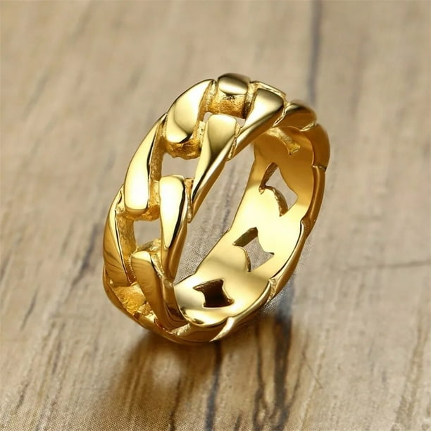 Vnox-Anillo de cadena de eslabones fijos para hombre, bandas masculinas de acero inoxidable de alta calidad, regalo único para él