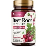 Organic Beet Root - 1300mg per Serving - Extra Strength Organic Beetroot Powder Supplement - Supports Nitric Oxide Production, Heart Health & Natural Energy - Bottled in USA - 60 Veggie Capsules