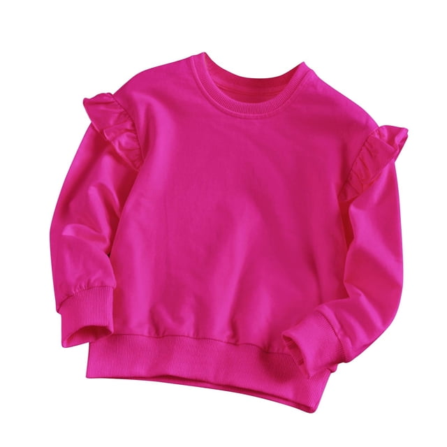 Plebaso Chandails en Molleton en Coton pour Petites Filles Manches Longues à Volants Pull Décontracté Col Rond Mignon