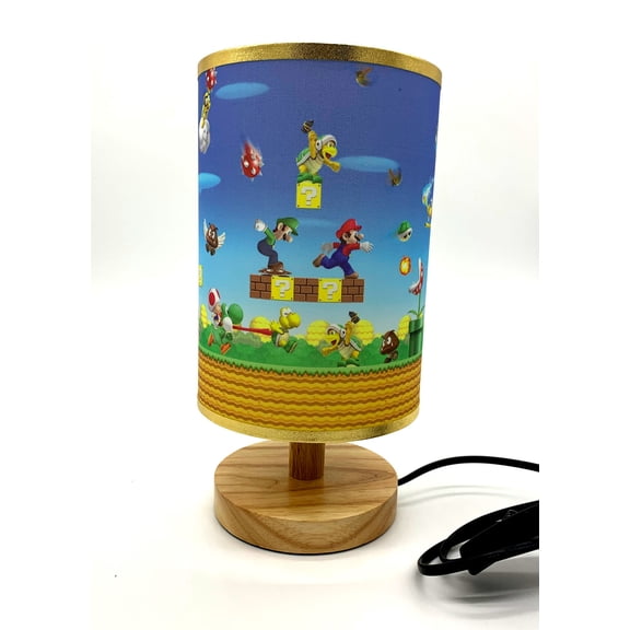 Mario Table Lamp Night Light Wood Base Room Decoration or Great Gift Ideas