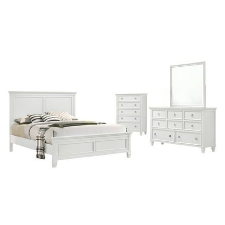 New Classic Tamarack 4-Piece Wood Cal King Bedroom Set with Chest in White