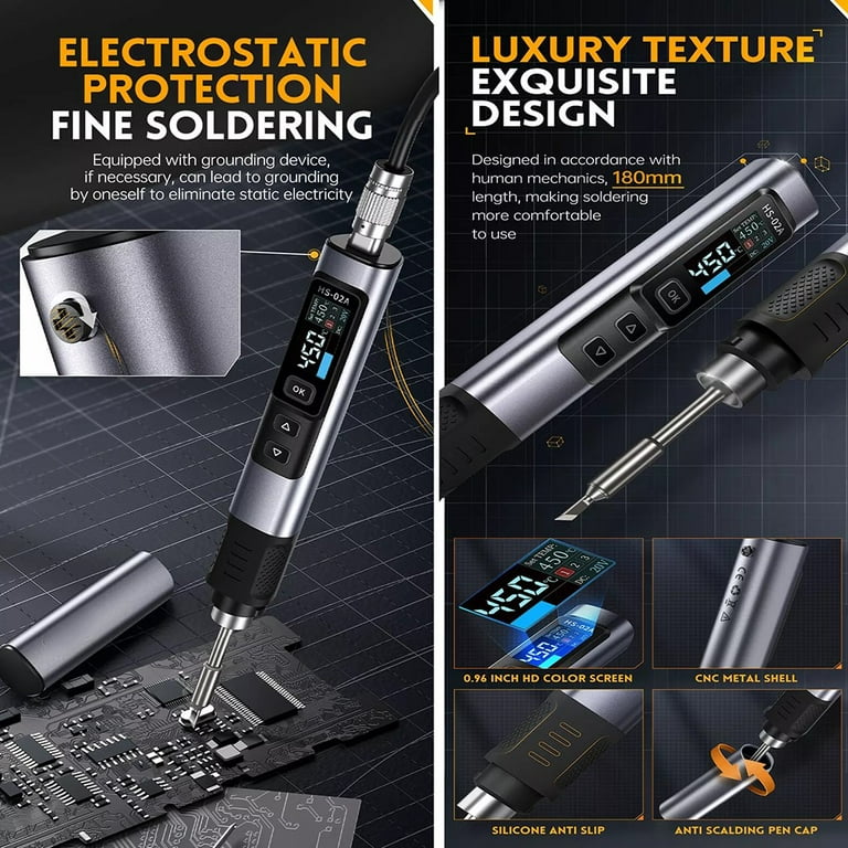 HS-02A Smart Soldering Iron Kit, 9W-100WLED Digital Soldering