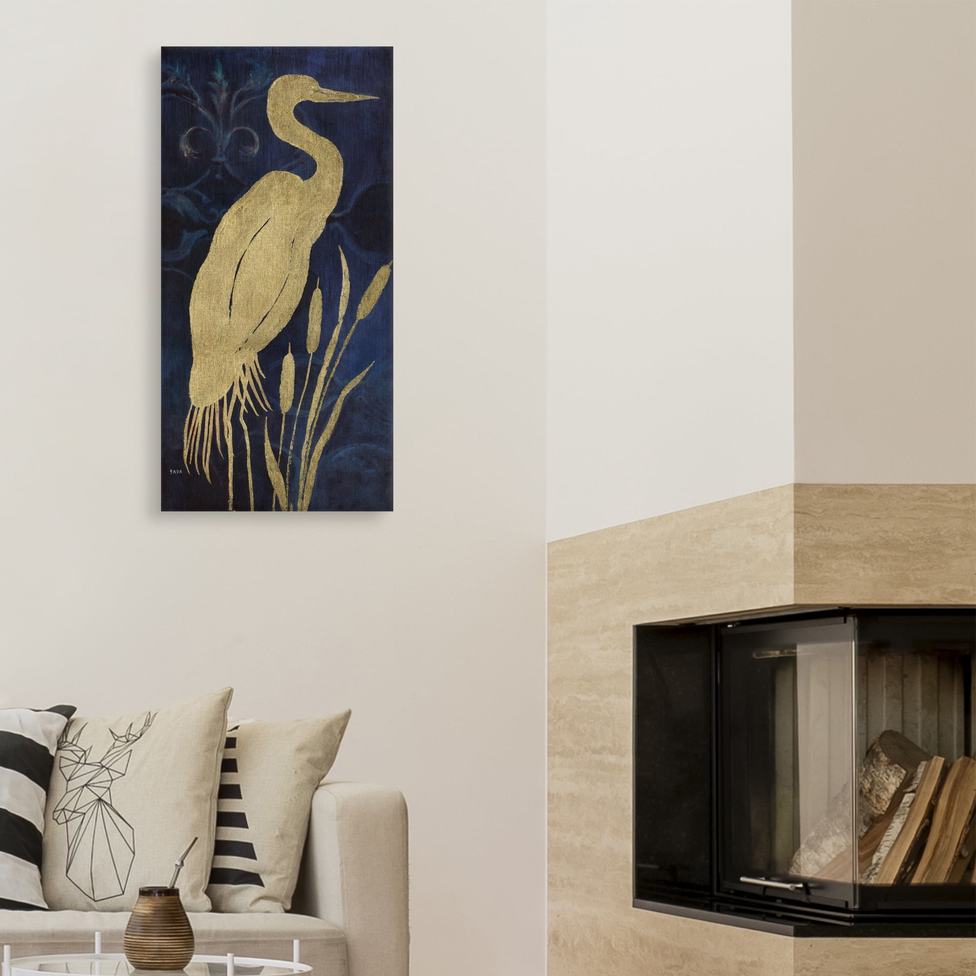 Egret on Indigo I by Janet Tava Canvas Art Print