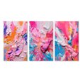 thumbnail image 2 of Designart "Explosions of Color in Pink and Orange III" Abstract Wall Art Set Of 3 - Pink Abstract Canvas Set For Living Room Decor, 2 of 7