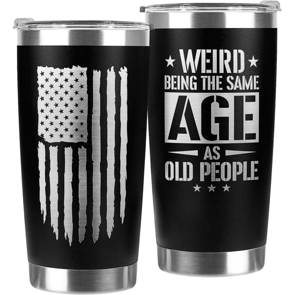 Father's Day Tumbler 20 Oz Funny Gag Gift for Dad, Grandpa Being The Same Age As Old People Ideal for 40th, 50th, 60th, 70th, 80th Birthdays