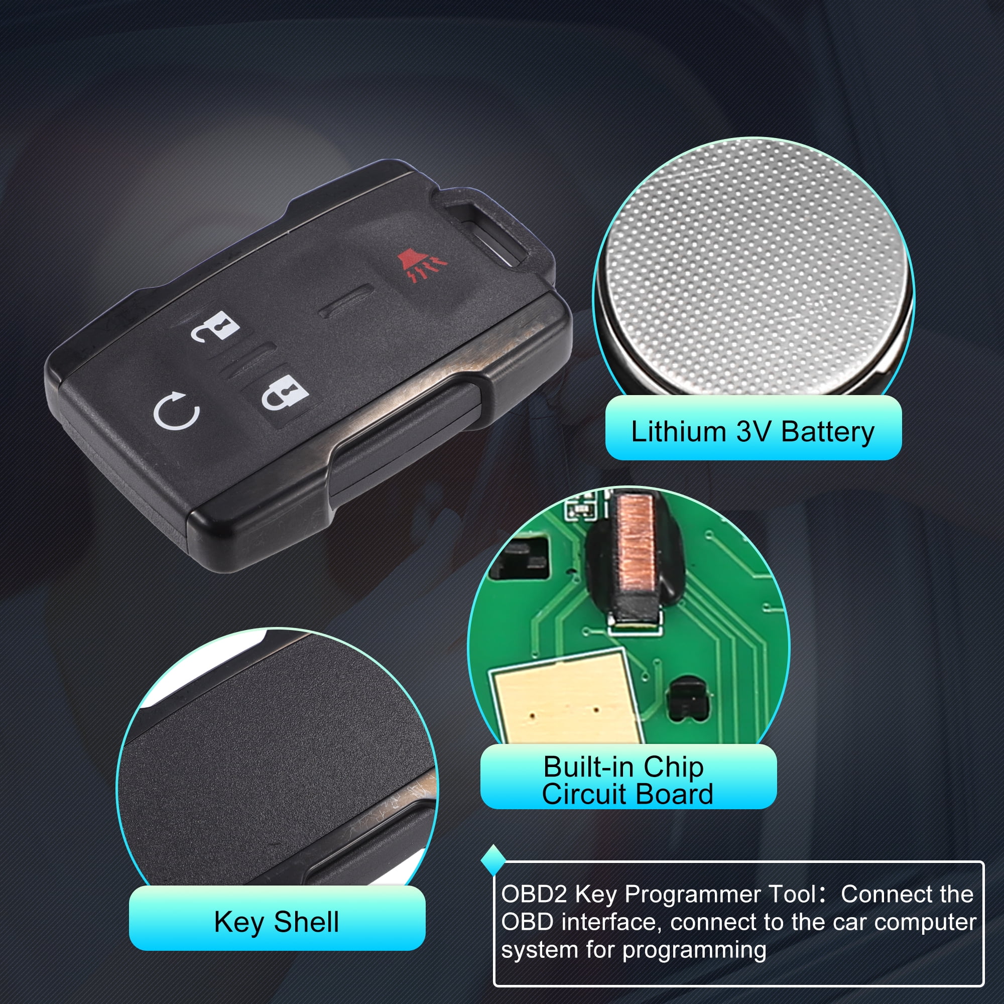Unique Bargains 1 Set M3N32337100 315Mhz OBD2 Key Programmer Tool with Keyless Entry Remote Key Fob for GMC Canyon 15-21