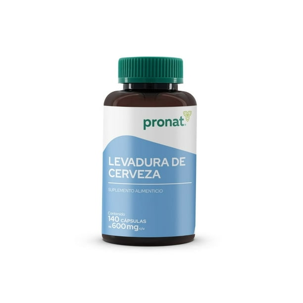 Levadura de Cerveza, Suplemento alimenticio, con Calcio, Fósforo y Vitaminas del complejo B, 140 Cápsulas de 600 mg - Pronat