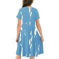 thumbnail image 5 of Spazoro Kids Girls A Line Dresses, Striped Short Sleeve Stretchy Wrinkle New Style Princess Dress for Child Girls Blue Size 4 T, 5 of 7