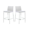 thumbnail image 3 of Plata Decor Import Aelta Stool in White PU, Counter Stool Kitchen PU Stool, Island Stool, Modern Counter Stool, Stainless Steel Stool, with Backrest and Footrest Set of 2, 3 of 4