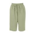 thumbnail image 4 of WERYOUNG Casual Capri Pants For Women Solid Color Elastic Waist Summer Trousers Home Lounging Stylish Bottoms, 4 of 5