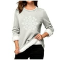 thumbnail image 5 of Women's Festive Snowflake Print Pullover Crew Neck Thermal Winter Sweater Cozy Wear, 5 of 5