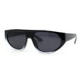 thumbnail image 2 of Retro Flat Top Shield Racer Plastic Subtle Cat Eye Sunglasses Black White - Black, 2 of 4