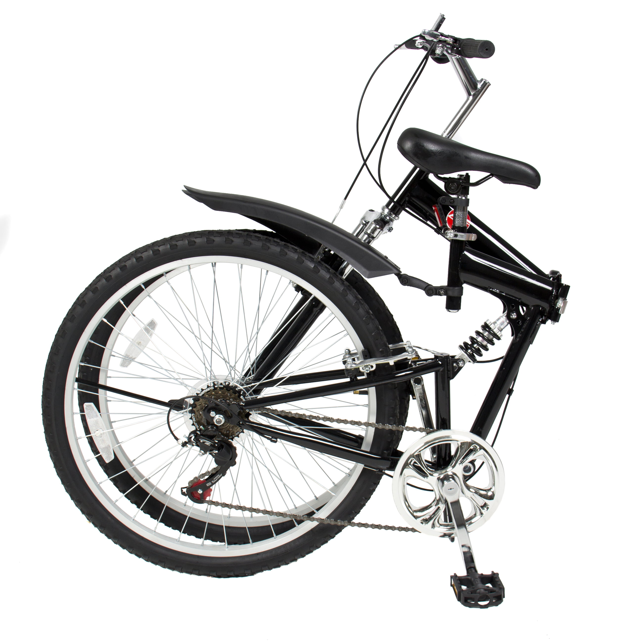 No/Brand 26 Inch Folding Mountain Bicycle 7-Speed Foldable Bike Black MTB Sport