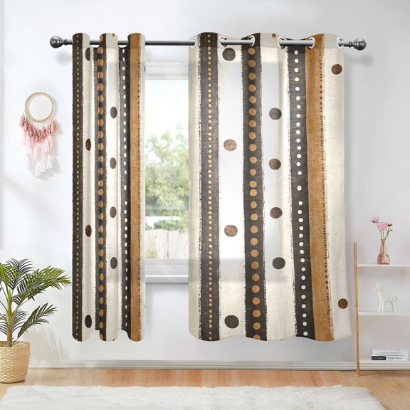 Yayeee Window Curtains Set of 2 for Living Room Light Filtering 63"x42", Beige Abstract Dots