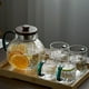 thumbnail image 5 of Jarra de agua de vidrio martillado Dispensador de bebidas de vidrio engrosado Jarra de agua fría de vidrio Jarra de vidrio de borosilicato con asa Hervidor de agua de vidrio, 5 of 8