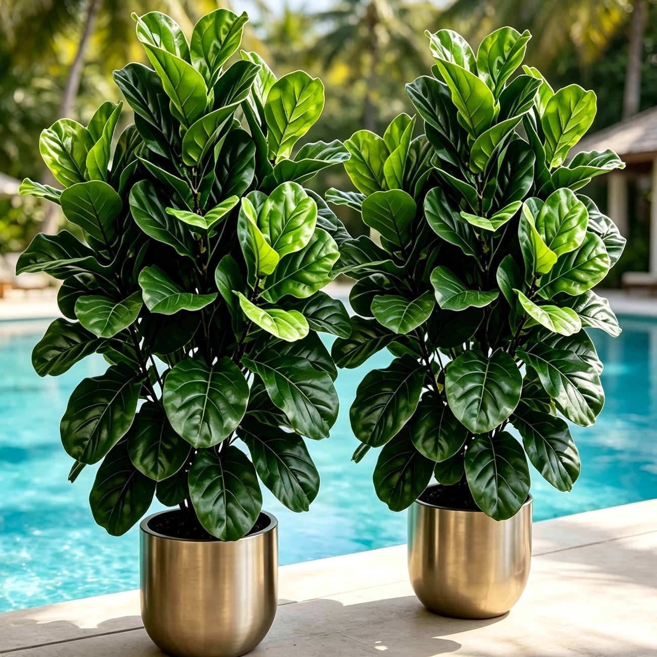 2 Pack Artificial Fiddle Leaf Fig Tree 2.8ft Fake Potted Plant for Entryway Balcony Home Office Apartment Living Room Indoor Outdoor Modern Decor Small Space Greenery