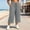 Gray, variant on Gamviast Women's Plus Size Capri Pants Drawstring Waist Crinkle Gauze Wide Leg Cropped Pants with Pockets Lightweight Beach Vacation Casual Wear Dark Blue XXXXL