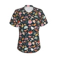 thumbnail image 5 of Zufioo Autumn Fox Owl Print Women's Classic V-neck T-shirt, V-neck Short-sleeved Tops Home Wear, Suitable for Daily Life, Work, Outdoors-Small, 5 of 8
