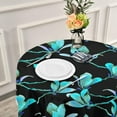 thumbnail image 6 of Coolnut Turquoise Forest Floral Round Table Cloth 60" Tablecloth with Trim Ribbon Stain-Resistant Dining Table Cover for Home Dinner Party Tabletop Fabric House Decor, 6 of 7