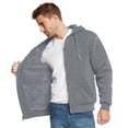 thumbnail image 3 of 9 Crowns Essentials Mens Full Zip Sherpa Lined Fleece Hoodie Jacket (H Grey, Small), 3 of 4