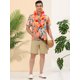 thumbnail image 3 of Lars Amadeus Camisa Tropical De Manga Corta Con Estampado Floral Para Hombre Con Botones Y Hojas Hawaianas naranja verde XXL Unique Bargains Camisa, 3 of 6