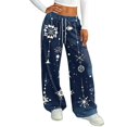 thumbnail image 2 of Hearthz Womens Christmas Pajama Pants High Waist Wide Leg Pj Bottoms Pants Fall Winter Lounge Pants for Women Xmas Sleeping Pants Women, 2 of 5