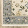 thumbnail image 2 of 8' X 11' Ivory Blue Grey Teal Gold Green And Rust Oriental Power Loom Stain Resistant Area Rug With Fringe, 2 of 5