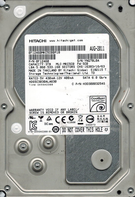 0J14077 BA3967A Hitachi 3TB SATA 3.5 PCB HDS5C3030ALA630 MLC MKC5C0 