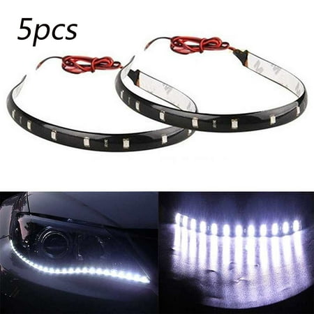 

Dicasser 5pcs Car LED light strip Motorcycle LED patch soft strip light ultra-high brightness 5050 12 lights 30cm sticker is also suitable for room interior decoration 12V flexible soft 30cm