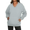 thumbnail image 6 of Women's V-Neck Sweatshirt with Pockets, Womens V Neck Sweatshirts No Hood Lightweight Casual Soft Fashion Light Gray S, 6 of 7