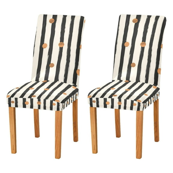 Yayeee 2 Pack Dining Chair Covers Stretch Parson Chairs Slipcovers Seat Protector, Black Abstract Stripes