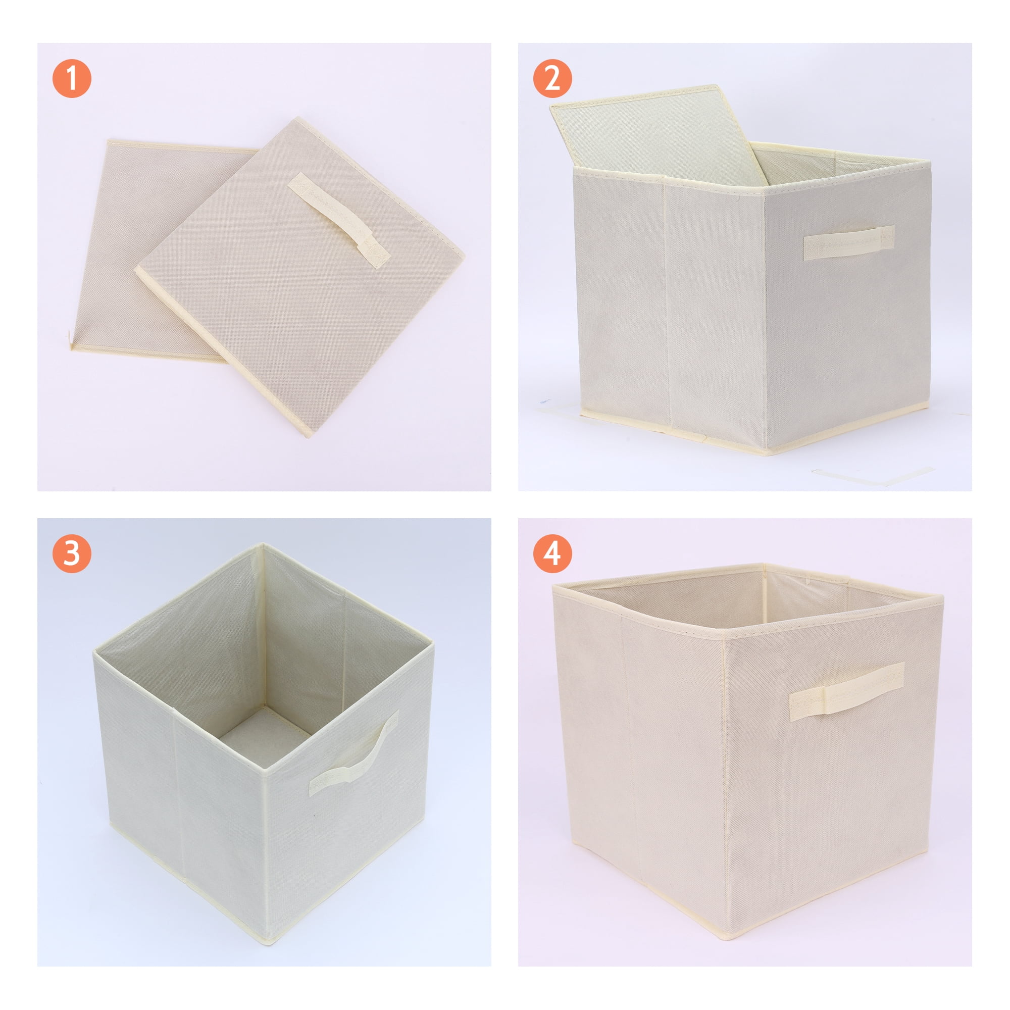 Unique Bargains Fabric Storage Cube Storage Bin Storage Basket Beige