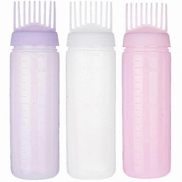 3-Pack Hair Coloring Applicator Bottles with Comb for Root Touch-Ups and Dye Application