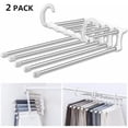 thumbnail image 1 of Cintres Multiples pour Pantalons, 2 Cintres Gain de Place, Rangement Multi-Cintres, Cintre de Voyage Pliable, 1 of 5
