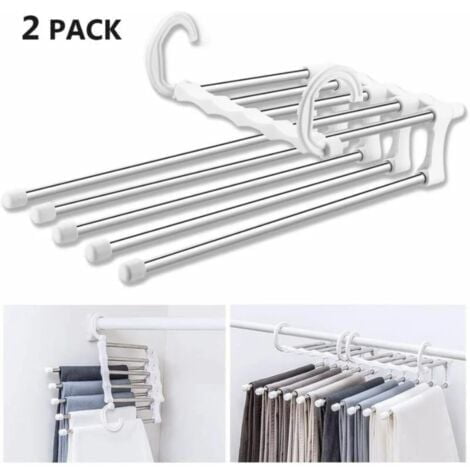 Cintres Multiples pour Pantalons, 2 Cintres Gain de Place, Rangement Multi-Cintres, Cintre de Voyage Pliable