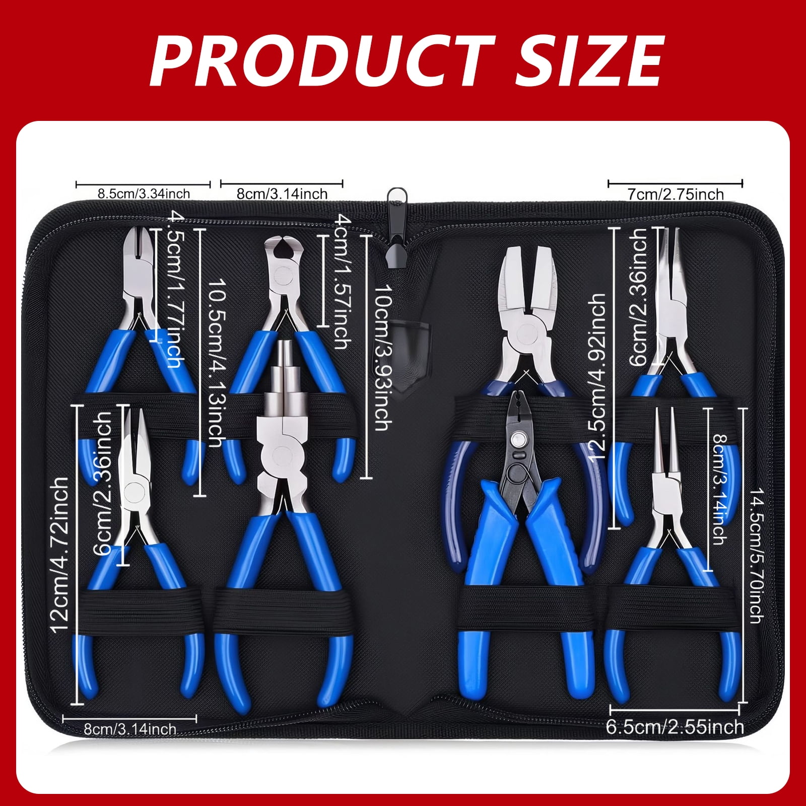 Arcticwind 8PCS 4.5-inch Pliers Set, Pointed Nose Pliers, Mini Pliers, Manual Pliers, Jewelry Pliers accessories tools,Rust-Resistant Ergonomic Grip,For Home DIY Car Outdoor Emergency Kit,Blue